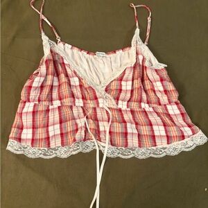 American Eagle Outfitters Red and White Plaid Cami